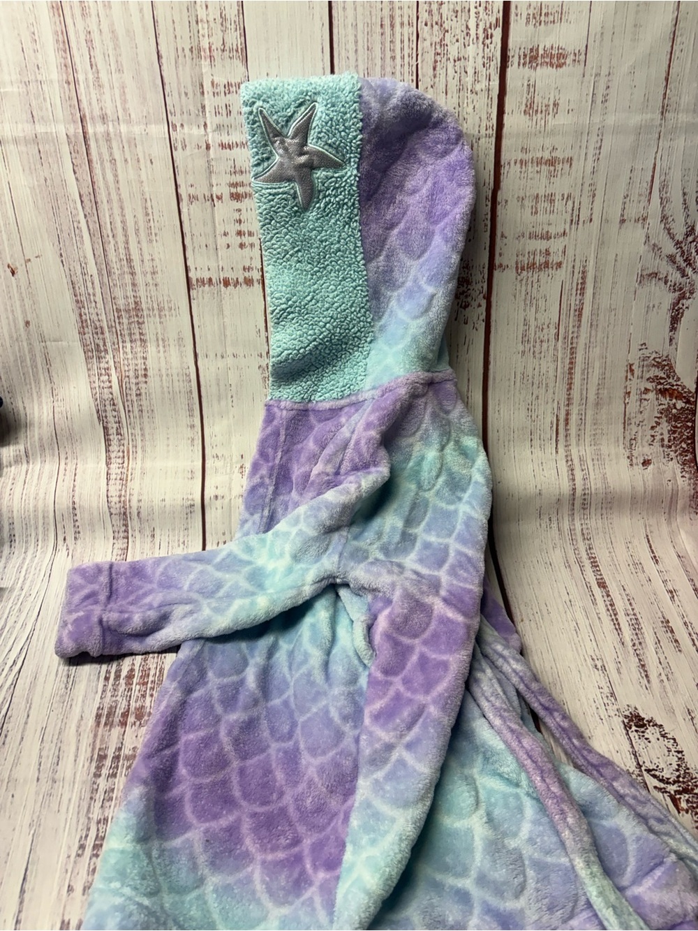 Saint Eve Kids Plush Hooded Jacket in Lavender & Light Blue - XXS (3/4)
